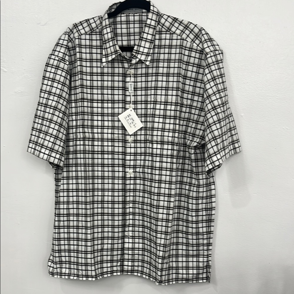 Casual Black and White Plaid Button Down Shirt 100% cotton